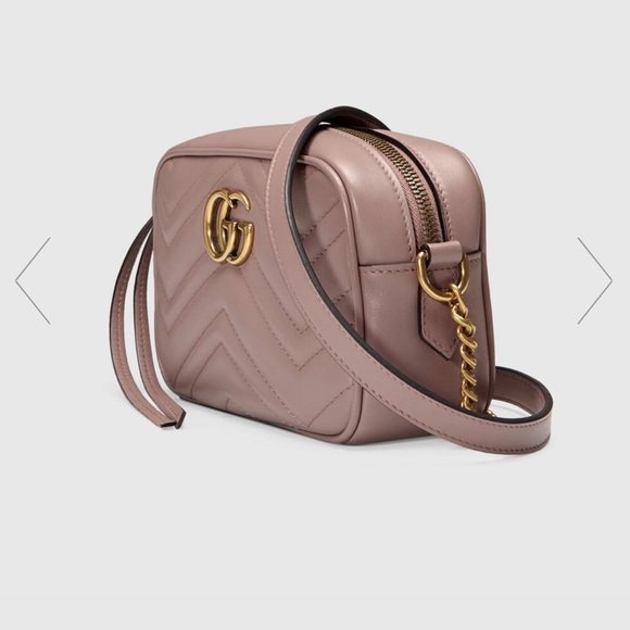 Gucci GG marmont matelasse nude dusty pink crossbody shoulder bag - Picture 16 of 17